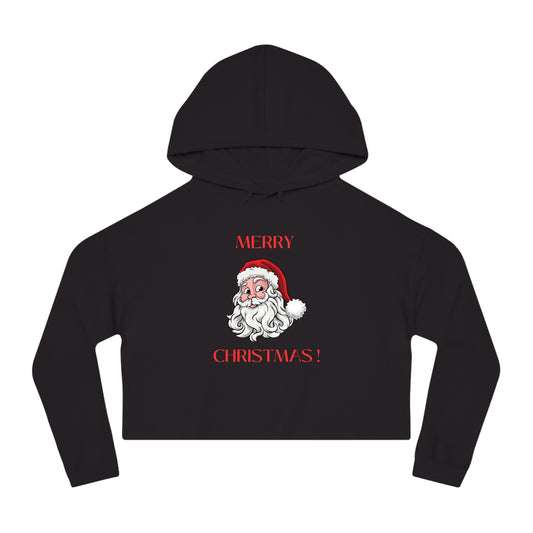 Merry Christmas Santa Women’s Cropped Hooded Sweatshirt