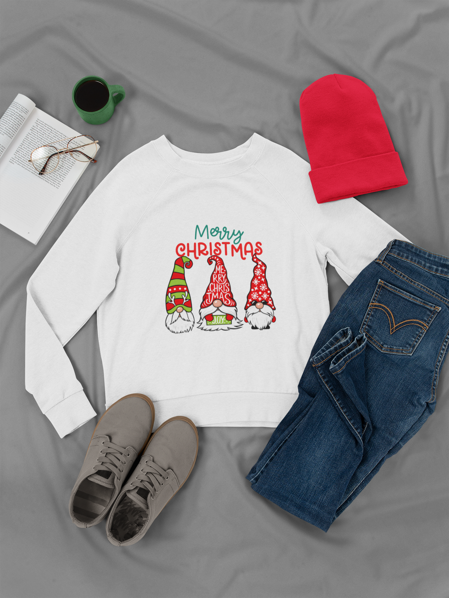 Gnomes Love Christmas Crewneck Sweatshirt